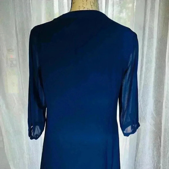 BCX DRESS Size M Womens Blue Lined Tie front Pullover 3/4 sleeve tunic - Picture 6 of 11